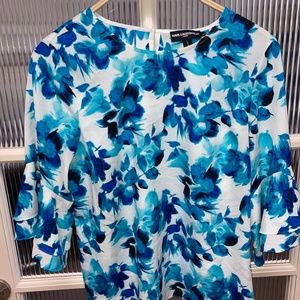 Women's Karl Lagerfeld Blue Floral Blouse